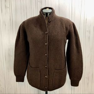 Vintage 70s Outlander Brown Wool Cardigan Sweater